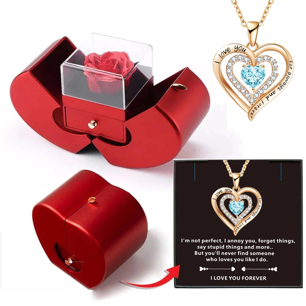 Auffaltbare Rosen Geschenkbox mit Halskette
