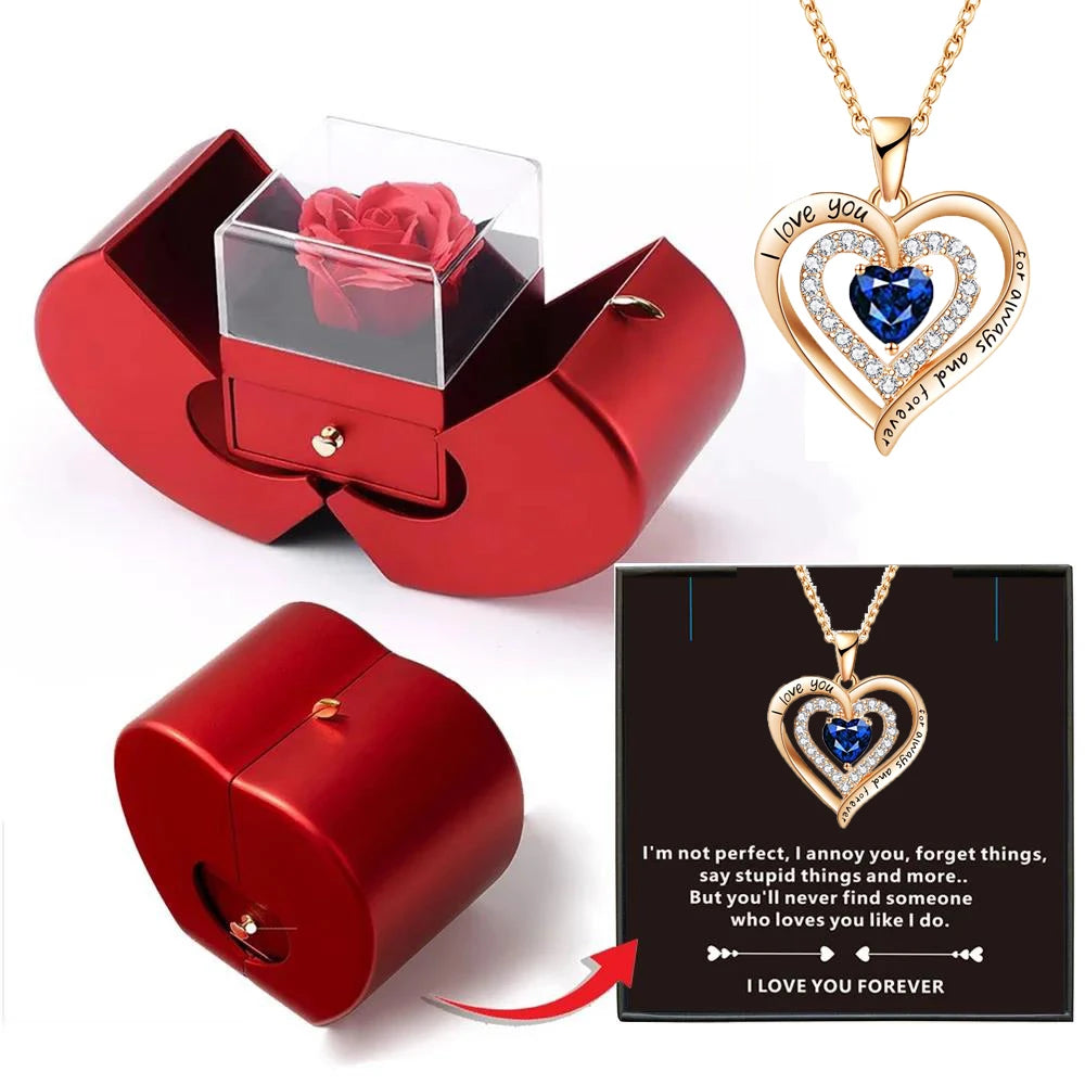 Auffaltbare Rosen Geschenkbox mit Halskette