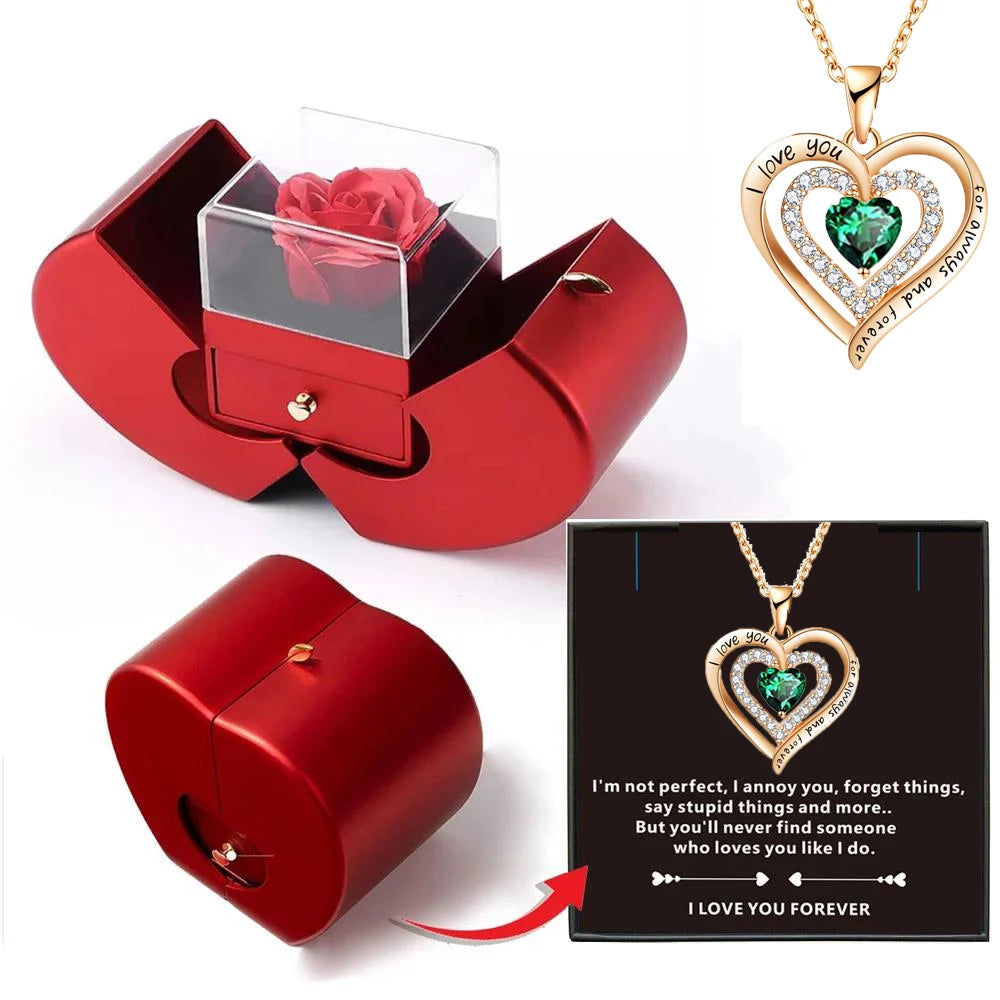 Auffaltbare Rosen Geschenkbox mit Halskette