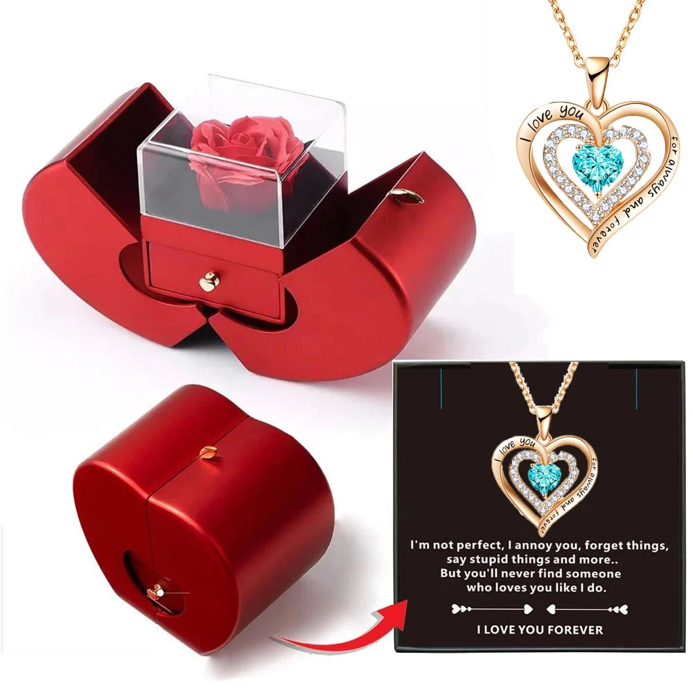 Auffaltbare Rosen Geschenkbox mit Halskette