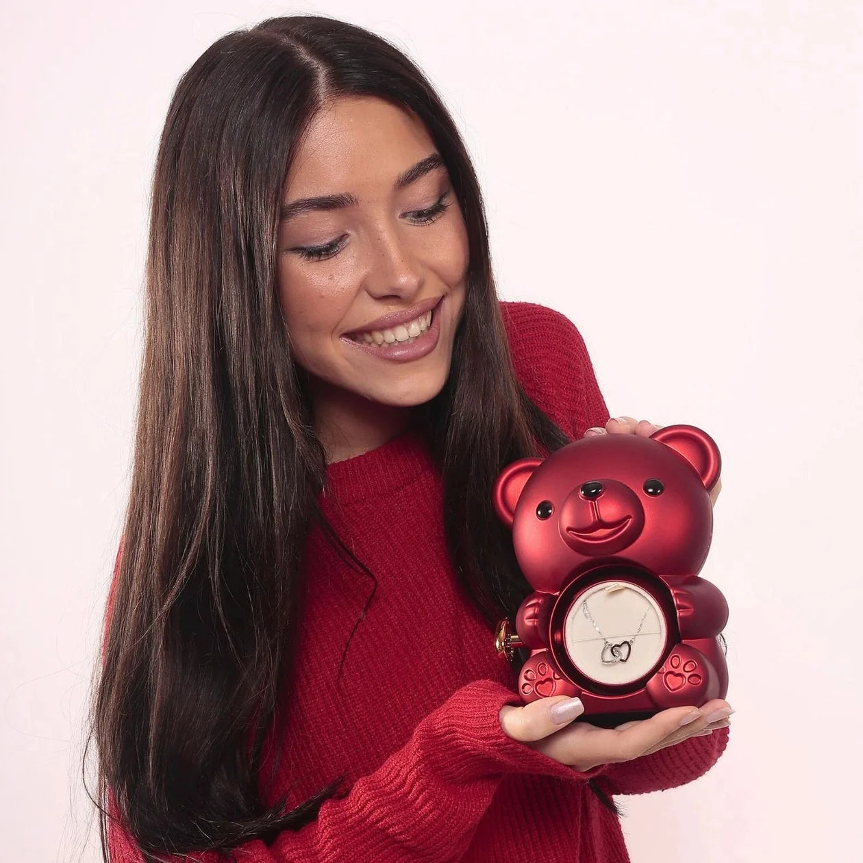 Rosen Bär mit Herzen Halskette